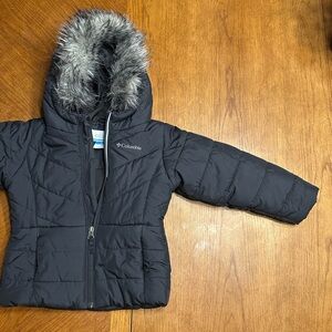 Columbia Charcoal Puffer Jacket with Faux Fur Trim 3t